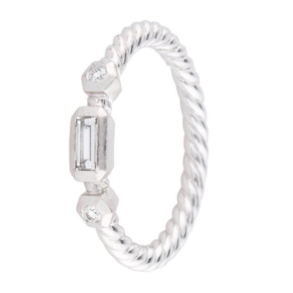 DAVID YURMAN 18K 750 WHITE GOLD DIAMOND NOVELLA STACK BAND RING - Picture 6 of 11